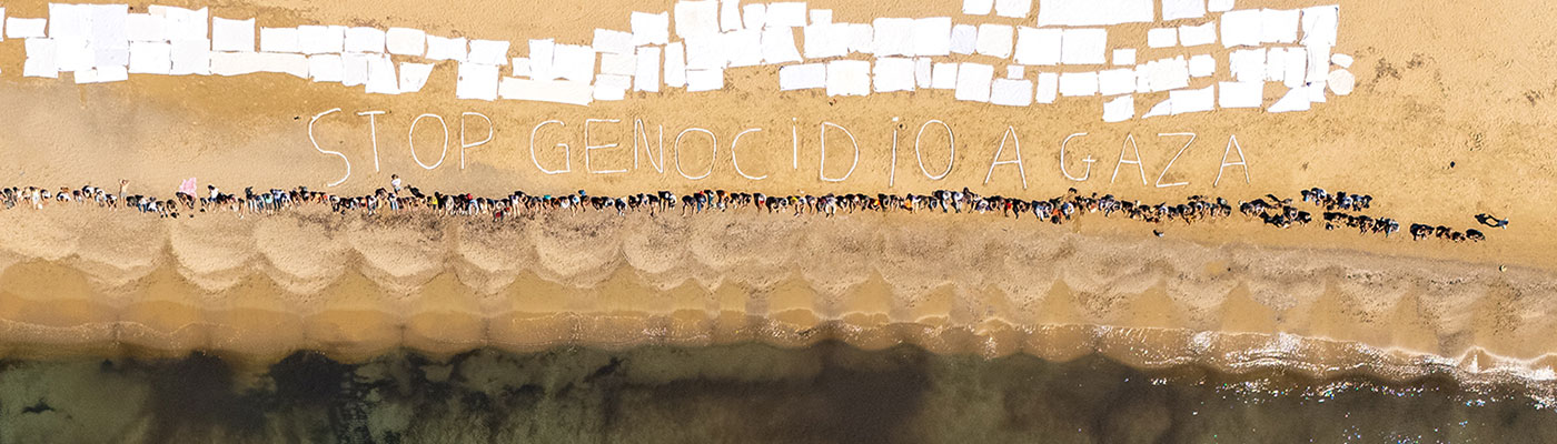 Non sono teli mare, iniziativa per 50.000 sudari per gaza non sono teli mare gaza