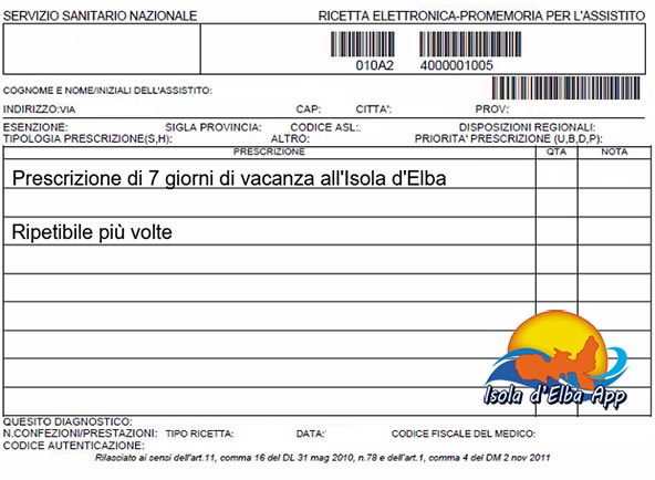ricetta medica per la tua vacanza all'Isola d'Elba ricetta vacanza elba